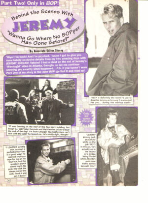 Jeremy Jordan teen magazine clipping behind the scenes Bop teen idol 90's hearthrob