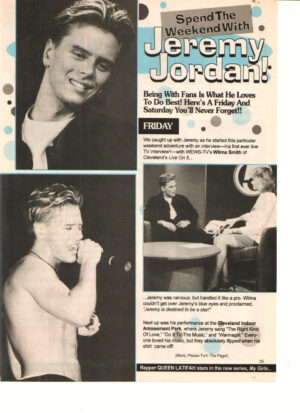Jeremy Jordan teen magazine clipping shirtless 2 page 16 magazine hat