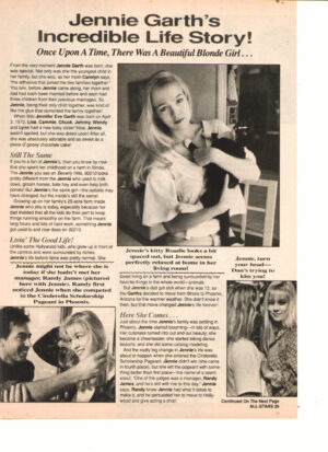 Jennie Garth teen magazine clipping life story All-Stars