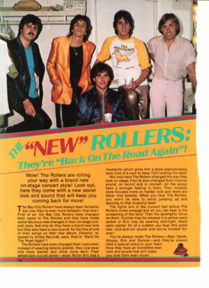 Bay City Rollers teen magazine clipping back on the raod Tiger Beat