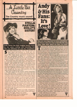 Andy Gibb teen magazine clipping his fans it's love Stella Parton
