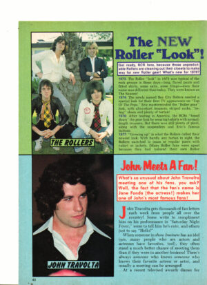 John Travolta teen magazine clipping Bay City Rollers meets a fan