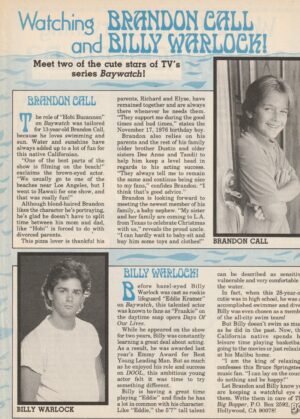 Billy Warlock Tracey Gold Brandon Call teen magazine clipping wanna know everything Bop