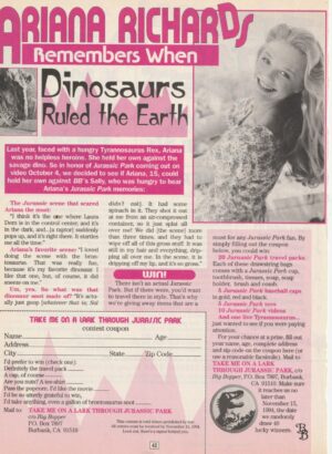 Ariana Richards teen magazine clipping dinosaurs ruled the earth