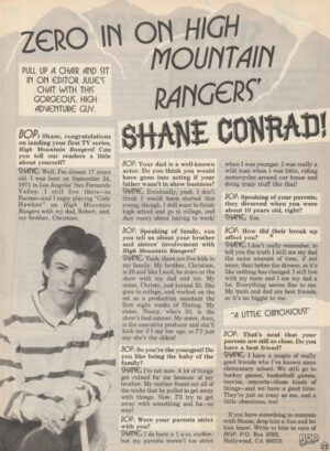 Shane Conrad teen magazine clipping High Moutain Raner Bop