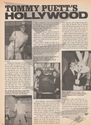 Tommy Puett teen magazine clipping Hollywood Teen Machine