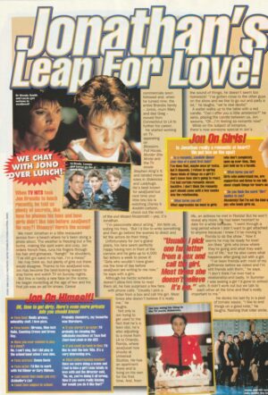 Jonathan Brandis teen magazine clipping Leap for Love Bravo