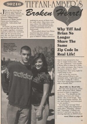 Tiffani Amber Thiessen Brian Austin Green teen magazine clipping Broken Heart 2 page