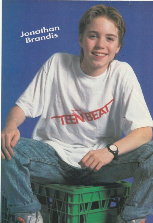 Jonathan Brandis wearing teen beat shirt teen idols
