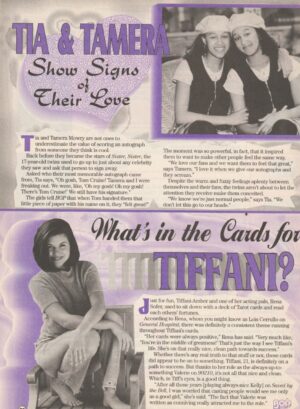 Tiffani Amber Thiessen Tia Mowry Tamera Mowry teen magazine clipping whats in the cards Bop
