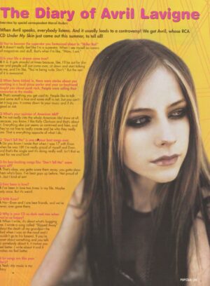Avril Lavigne teen magazine clipping her diary Pop Star