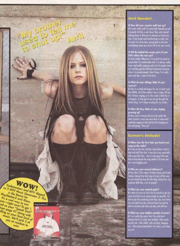 Avril Lavigne teen magazine clipping black boots