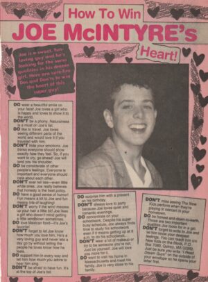 Joey Mcintyre teen magazine clipping how to win his heart Teen Dream New Kids on the block