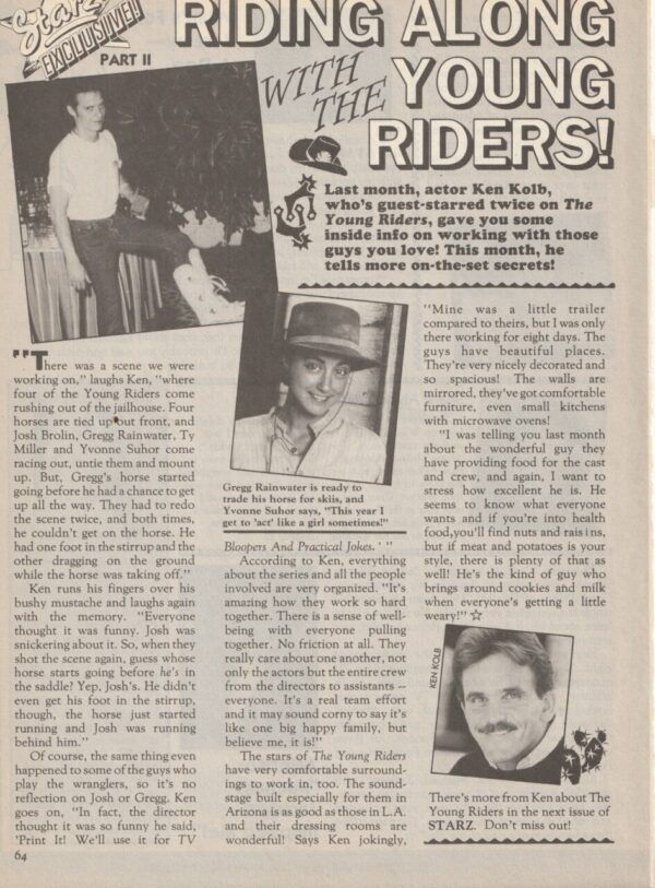 Ty Miller teen magazine clipping riding along young riders Bop