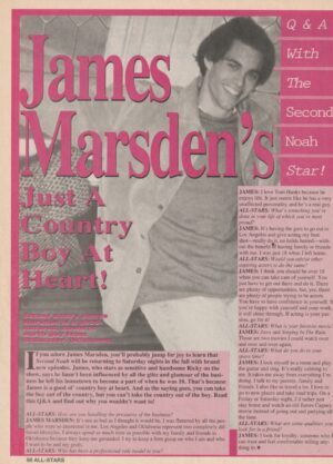 James Marsden teen magazine clipping All-Stars country boy