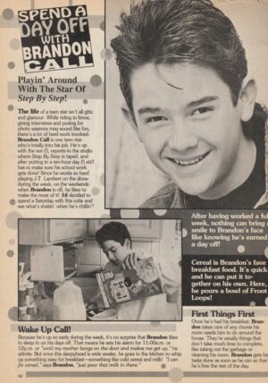Brandon Call teen magazine clipping spend a day with him Step By Step