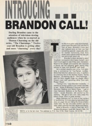 Brandon Call Corey Haim teen magazine clipping Introducing Teen Set rare