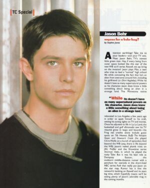 Jason Behr Roswell teen magazine pinup talk of the tube