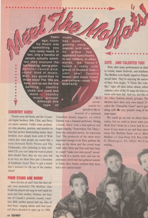 Saved by the Bell New Class Moffatts teen magazine clipping meet them Teen Party