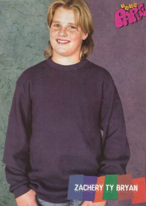 Zachery Ty Bryan young boy Ten Party pinup purple sweater