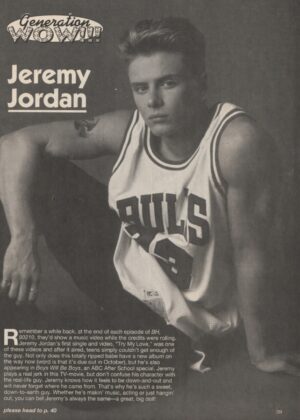 Jeremy Jordan teen magazine pinup Wow Bulls basketball shirt