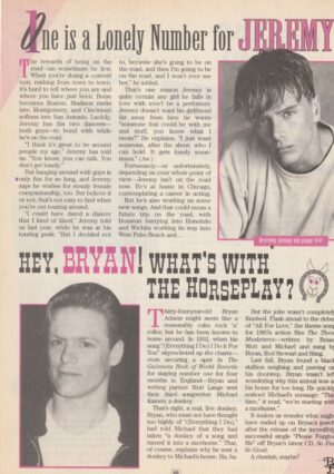 Jeremy Jordan Bryan Adams teen magazine clipping one lonely number BB
