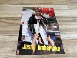 Justin Timberlake Chris Kirkpatrick teen magazine poster touching a fans hand Teen Beat Nsync