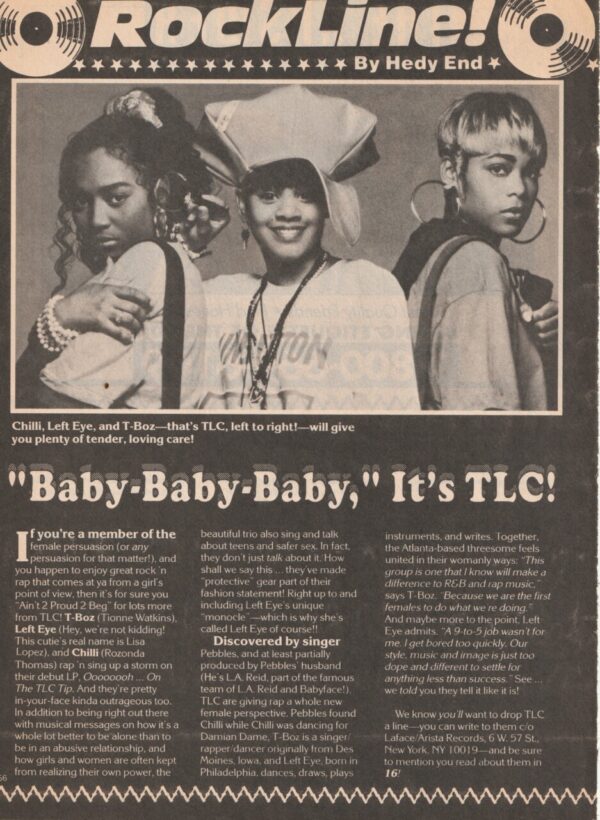 TLC teen magazine clipping Rockline Baby Baby Baby