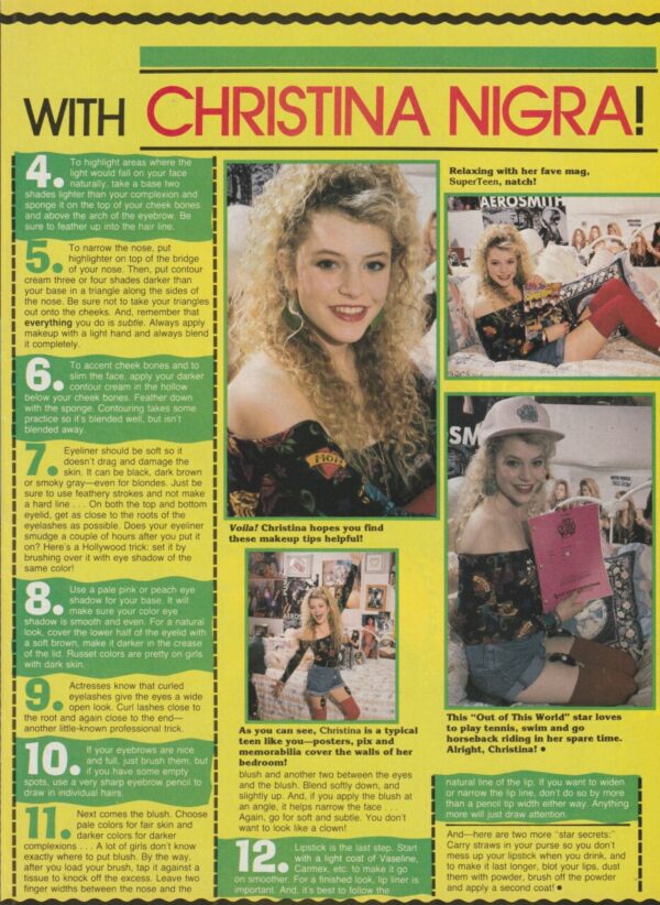 Christina Nigra bedroom pinup teen magazine clippings