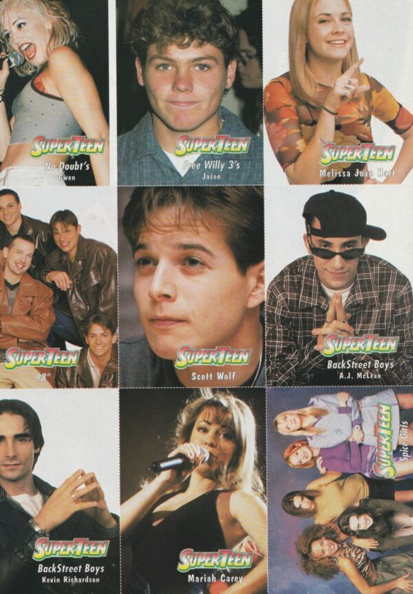 Mariah Carey Melissa Joan Hart No Doubt Gwen Stefani Scott Wolf Spice Girls BSB 98 Degrees Hanson teen magazine cards