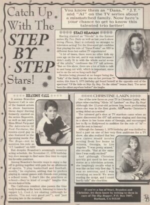 Brandon Call Christina Lakin Staci Keanan teen magazine clipping Step by Step Stars