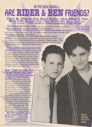 Rider Strong Ben Savage teen magazine clipping 2 page are friends 16 magazine
