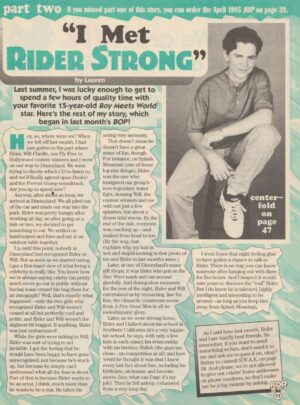 Rider Strong Will Horneff teen magazine clipping I met Rider Strong Bop