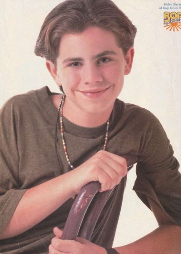 Rider Strong teen magazine pinup Bop behind a chair Bop