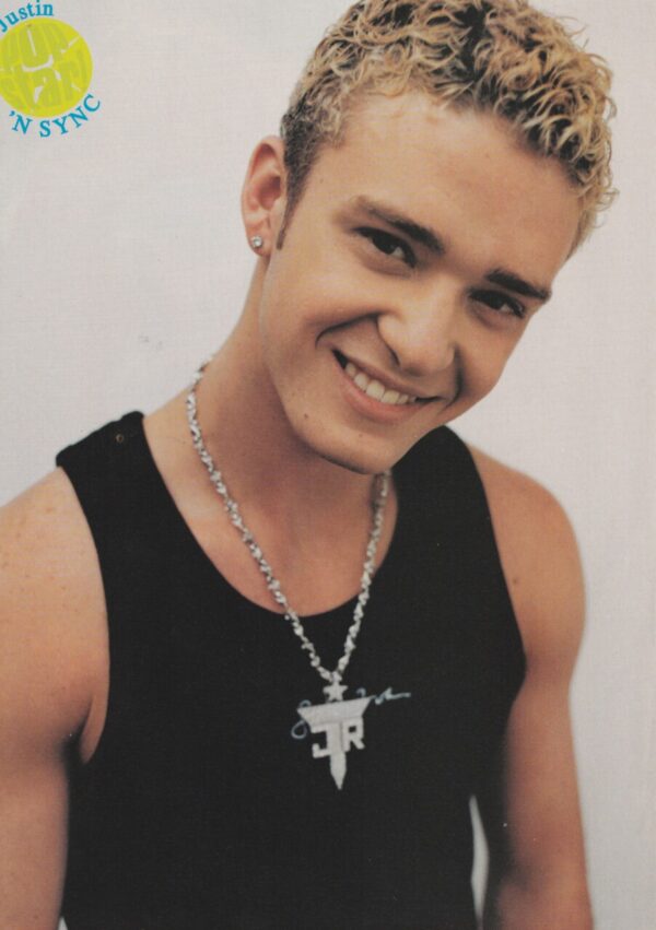 Justin Timberlake JC Chasez teen magazine pinup Nsync muscles black shirt Pop Star