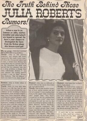 Julia Robberts teen magazine pinup clipping Truth behind the rumors Bop 80's