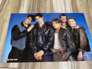 Take That teen magazine poster TV Hits on location double sided boy band