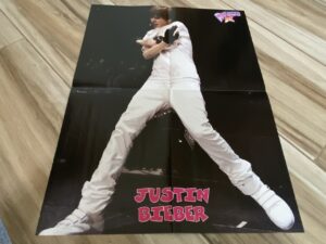 Justin Bieber teen magazine poster white clothes live on stage rare Never Say Never