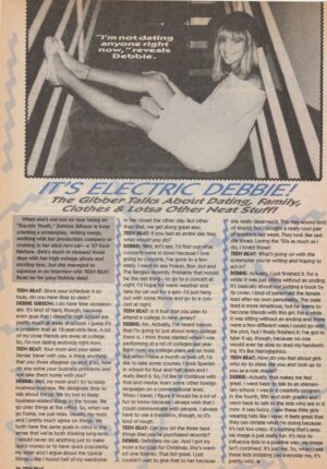 Debbie Gibson Jay Underwood teen magazine clipping It's Electric Teen Beat
