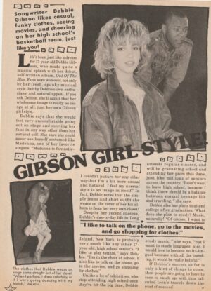 Debbie Gibson teen magazine clipping Gibson Girl Style Star