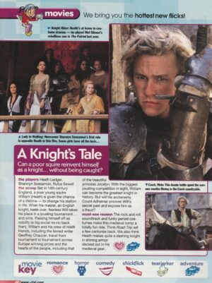 Heath Ledger teen magazine clipping A knights Tale J-14 horse