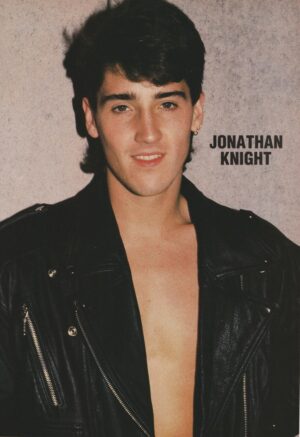 Jonathan Knight teen magazine pinup shirtless leather jacket New Kids on the block