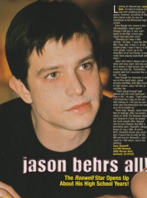 Jason Behr teen magazine pinup Superteen Roswell High School Years