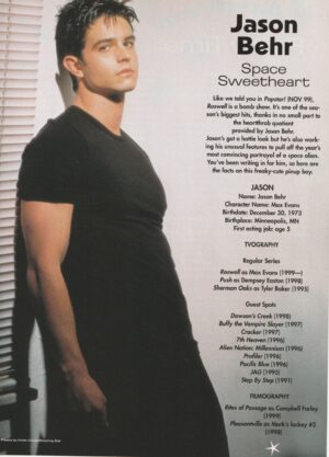 Jason Behr teen magazine pinup Dawsons Creek black t-shirt Roswell