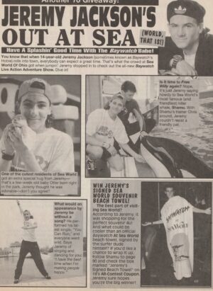 Jeremy Jackson teen magazine clipping out to sea 16 magazine Seaworld