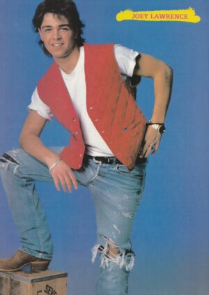 Joey Lawrence teen magazine pinup ripped jeans red vest Teen Machine teen idols