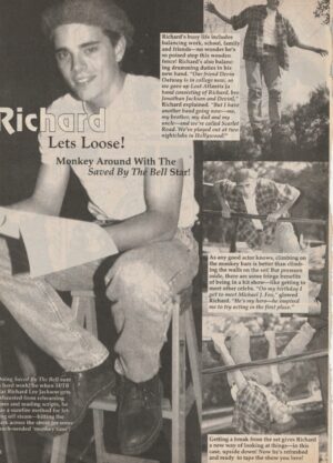 Richard Jackson teen magazine clipping lets loose Saved by the Bell New Class
