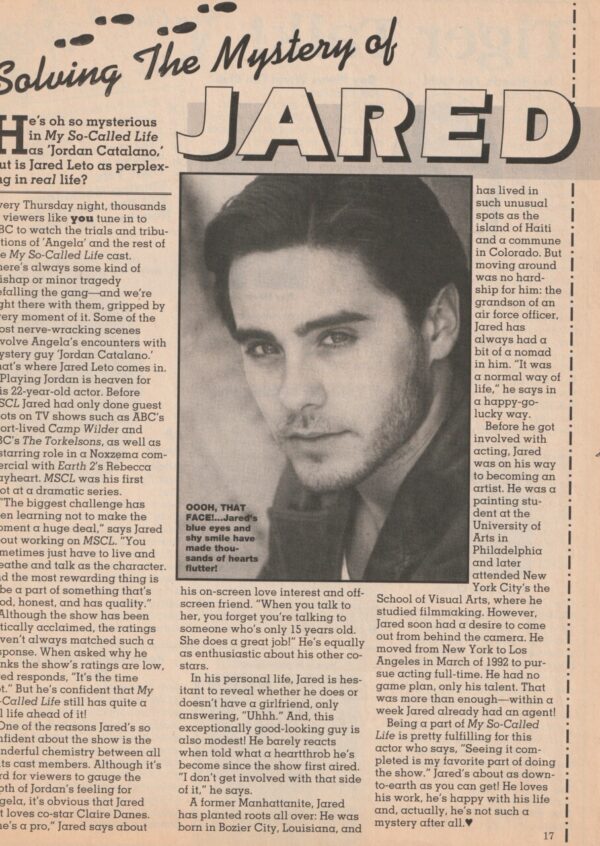 Jared Leto teen magazine clipping solving the mystery of Jared Teen Machine hard to find teen idols