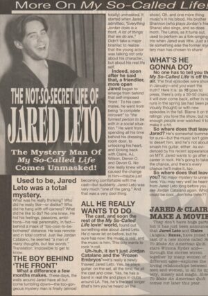 Jared Leto Claire Danes teen magazine clipping not so secret life 16 magazine 2 page