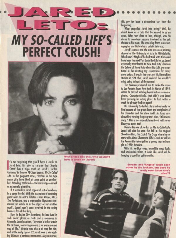 Jared Leto AJ Langer teen magazine clipping perfect crush Teen machine teen idols